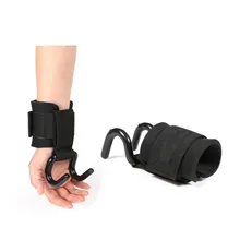 1 Pair Adjustable Strong Steel Hook Grips Straps Weight Lifting Strength Training Gym Fitness Black Wrist Support Lift Straps