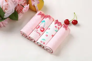 

Women Underpants Cartoon Print Fruit series cute cherry combination small fresh mid-rise bow cotton-trimmed panties