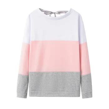 

Daily suit OLWPIRNCESS 2018 Winter New Casual Stitching Sweater round Neck Long Sleeve Loose T-shirt