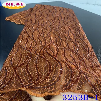 

Sequence Lace Fabric, Flower Lace French Lace, Burnt Orange Quality Tulle Mesh Lace Dress mr3253b