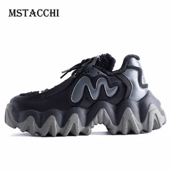 

MStacchi Lightweight Blade Running Shoes Women Waterproof And Non-Slip Round Toe Sneakers Flus Height Increase Walking Gym Shoes