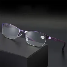 Zerosun очки для чтения женские диоптрий женские очки для близкого видения полуоправы сплав металла красный фиолетовый