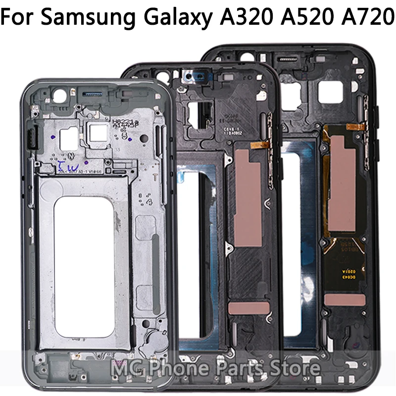Для samsung Galaxy A3 A320 A5 A520 A7 A720 Задняя крышка батареи+ средняя рамка+ передняя стеклянная внешняя панель+ корпус рамы камеры