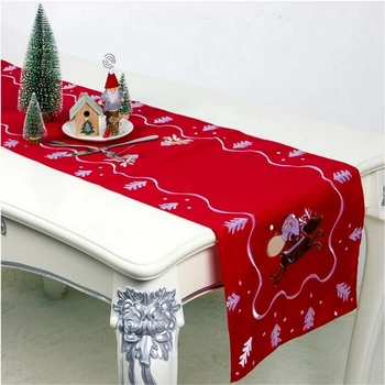 

Christmas Ornament Table Cloth Santa Claus Embroidered Table Flag Restaurant Table Cloth Tea Table Wedding Banquet Decoration