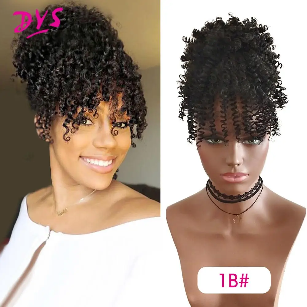Deyngs Synthetic Afro Kinky Curly Hair Ponytail With Bangs African American  Short Wrap Drawstring Puff Ponytail Hair - Synthetic Ponytails(for White) -  AliExpress