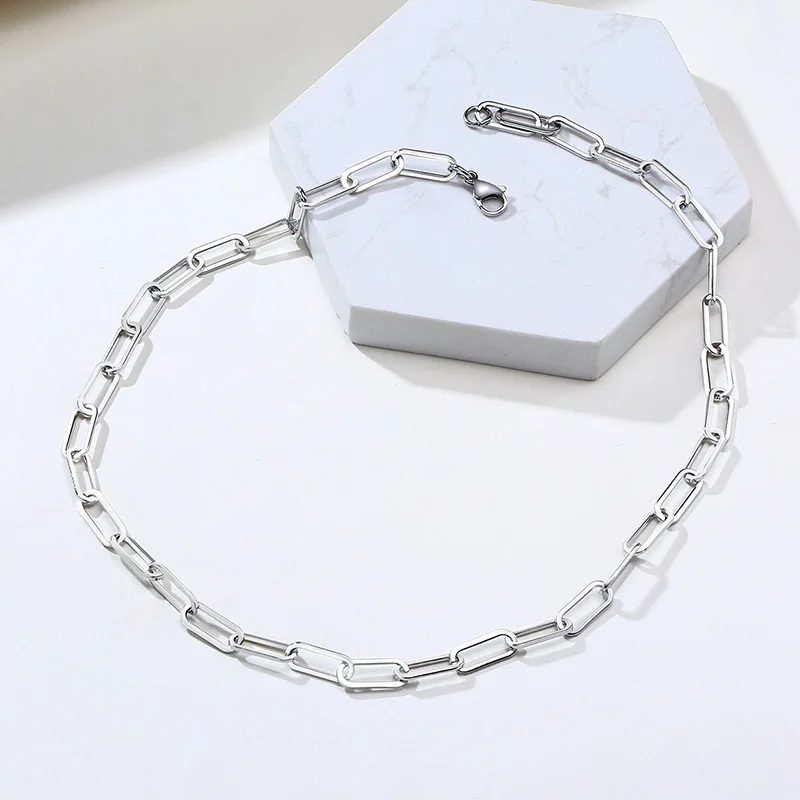 MEN ALTA CAPTURE CHARM NECKLACE STAINLESS STEEL RECTANGLE PAPER CLIP LINK LIGHT MACHINE CHAIN CHOKER MENS JEWELRY 20 INCH