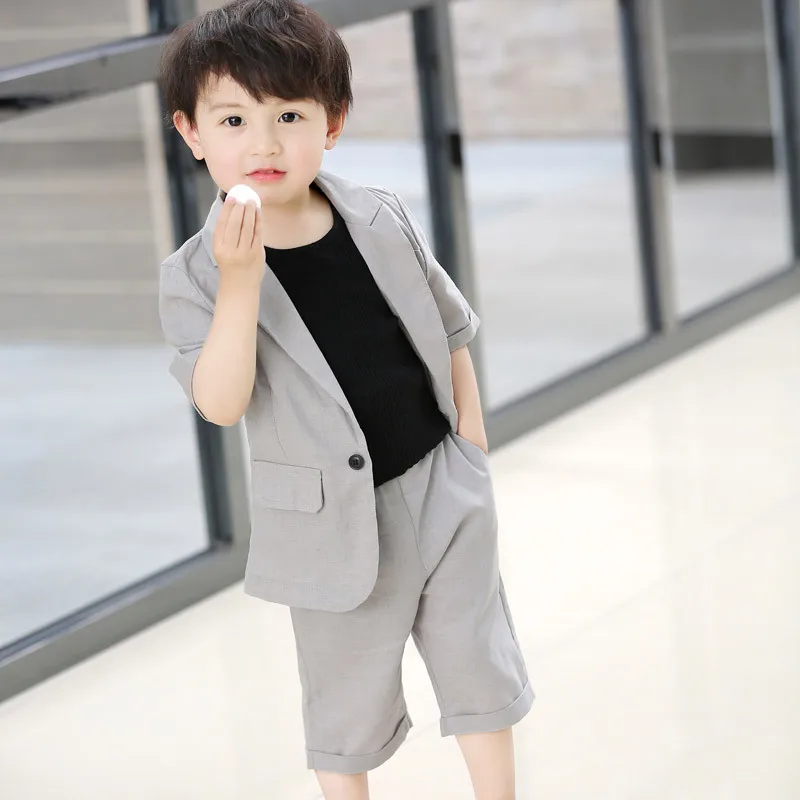 

2019 Summer New Style Childrenswear Children Small Suit Two-Piece Set BOY'S Suit Baby Performance Wear Korean-style Formal Dress