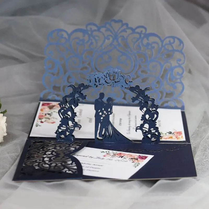  10 Pcs 3D European Style Wedding Invitation Card with Envelope Kits Party Supply - 4.00048E+12