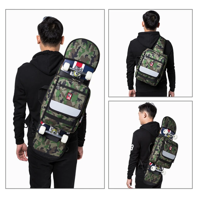 US $20.57 Multi-functional Skateboard Longboard Carry Bag Outdoor Sport Folding Sling Pack Handbag Shoulder B