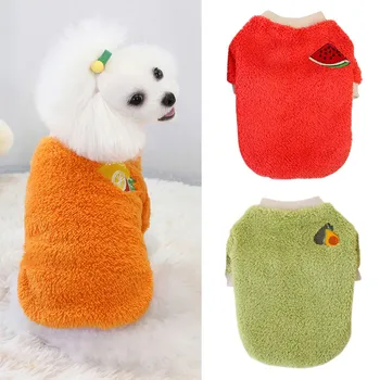 

Warm Fleece Puppy Hoodies Winter Dog Clothes Fruit Printed Outfit Chihuahua Pet Clothing Small Medium Dog French Bulldog Coat
