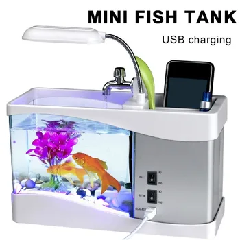 

Thermometer Goldfish Bowl Lamp Small Aquarium Mini Fish Tank Bedroom Gift Store Perpetual Calendar Office Multifunction Fashion