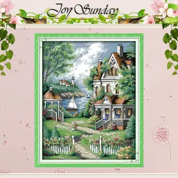 

European-style villa Patterns Counted Cross Stitch Diy 11 14CT Cross Stitch Set Landscape Cross-Stitch Kit Embroidery Needlework