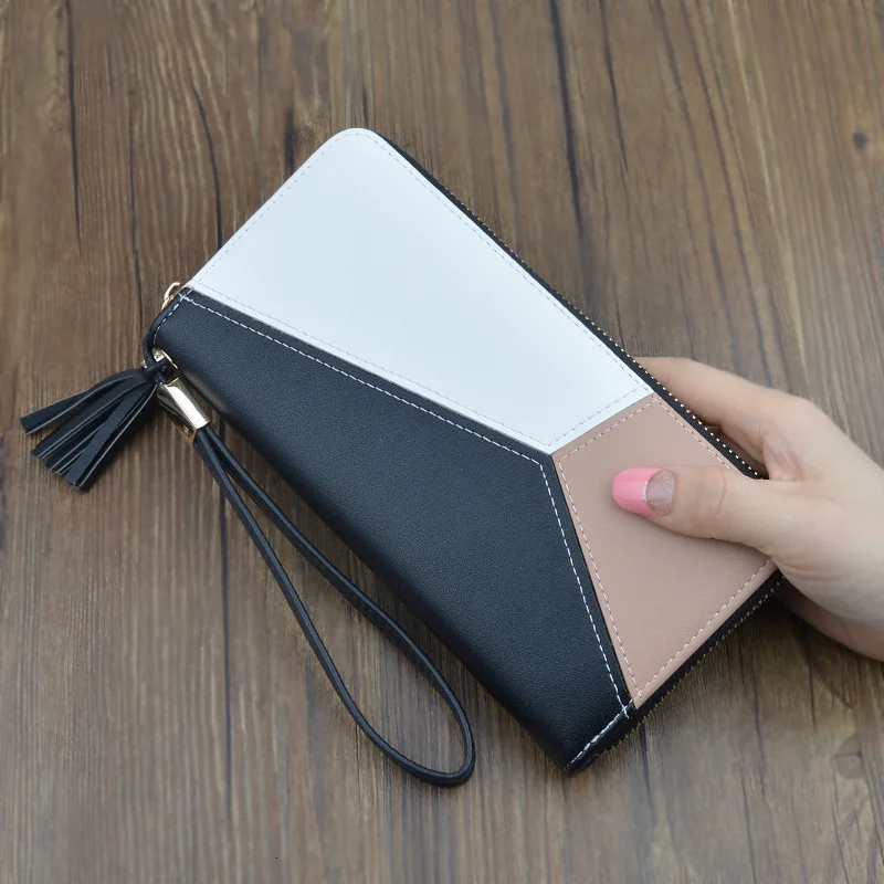 Hit Color Split Joint Long Fund Wallet Maɺm Hand Take Package Woman 2019 Japan And South Korea Will Capacity Zipper |