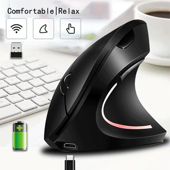 ONLIVING-ratón inalámbrico ergonómico para Gaming, periférico Vertical para mano derecha, 800, 1200, 1600 Dpi, USB, luz de pulso, saludable, PC, ordenador