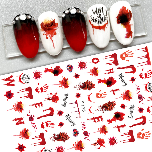Christmas and Halloween Nail Art Sticker Bow Elk Snowflake Star Nail Slider Skull Lips Snake Nail Art Decal
