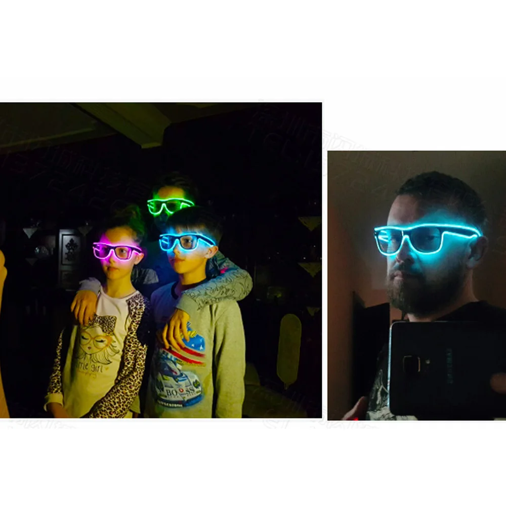 Description Picture 5 of itemFlashing Glasses EL Wire LED Glasses Glowing Party Supplies Lighting Novelty Gift Bright Light Festival Party Glow Sunglasses