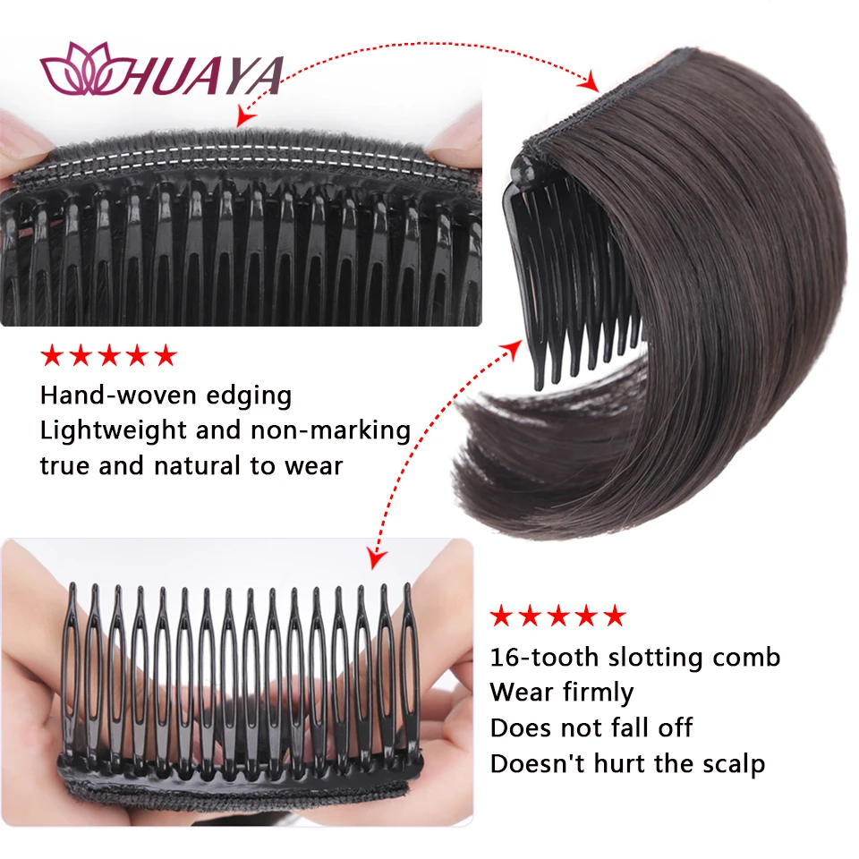 HUAYA capelli sintetici frangia invisibile Pad capelli lisci alti pettine accessori per capelli finti estensione dei capelli naturali per parrucca da donna