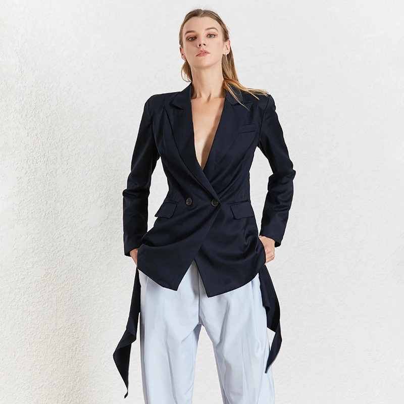 TWOTWINSTYLE Elegant Hollow Out Blazer Women Notched Collar Long Sleeve Blazers Female Fashion Clothing Ladies OL Style New