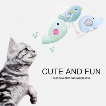 

Pet Cat Dog Chew Plush Toy Cute Bird Elephant Whale Molar Toy for Cat Pets Plush Toy Attracting Cat's Attention