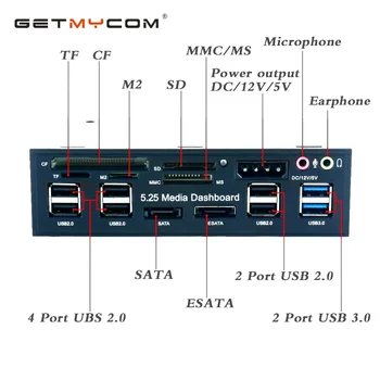 

For SD MS CF TF M2 MMC Memory Card USB 3.0 Hub Multi-Function eSATA SATA Port Internal Card Reader PC Media Front Panel Audio