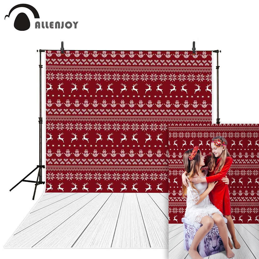 

Allenjoy New year backdrop Christmas red sweater snowman deer photophone for photography photo background photocall photozone