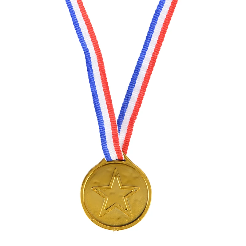 12pcs plastic gold medal children's game sports awards toy gold medal party supplies