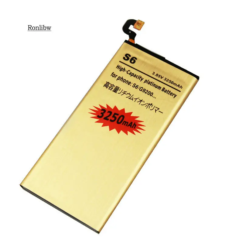 Ronlibw 3250 мА/ч EB BG920ABE Замена Золото Батарея для Samsung Galaxy S6 G9200 G920f G920i G920A G925S G920K G920L