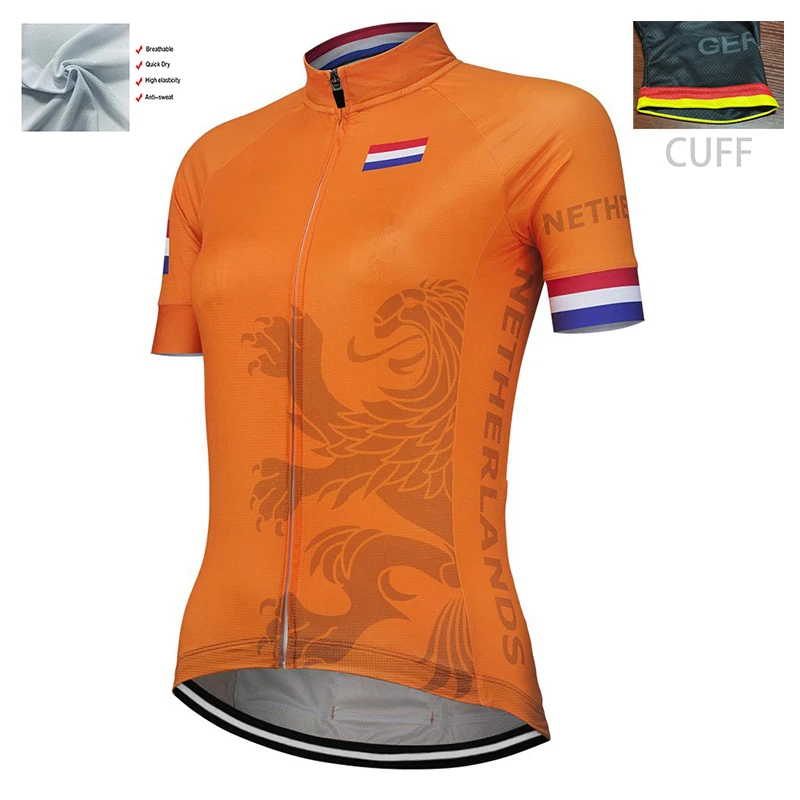 

NETHERLANDS Global Factory Road Team Classic Race Cycling Jersey Orange Polyester Breathable Customizable