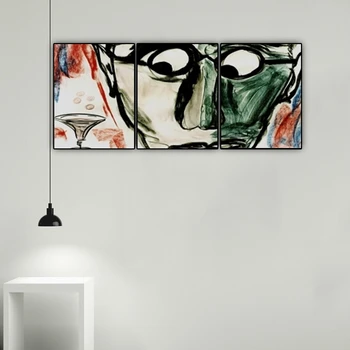 

Cassisy Canvas Oil Painting Abstract human face Artwork Poster Picture Wall Decor Modern Home Decoration For Living room 3 Panel