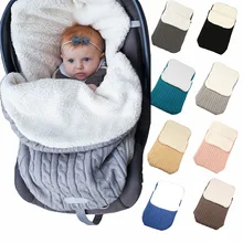 Зимняя детская коляска для новорожденных; одеяло; муфта для ног; толстые теплые вязаные крючком спальные мешки для малышей; спальный мешок для маленьких детей