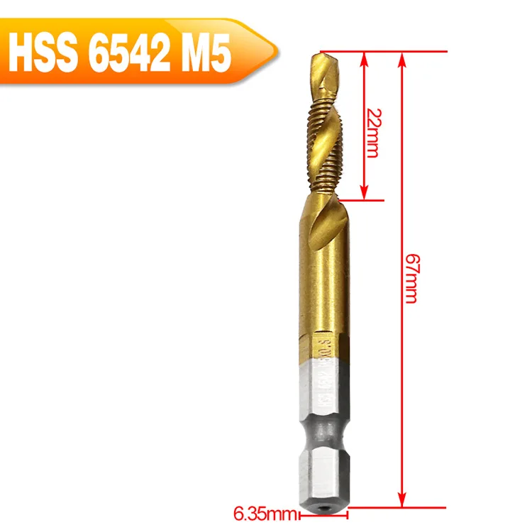 Сверла для ручного крана HSS 4341 винтовые спиральные точечные резьбы M3 M4 M5 M6 M8 M10 Металлообработка с шестигранным хвостовиком набор метчиков Метрическая вилка - Цвет: M5