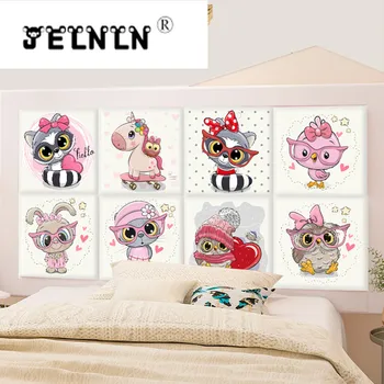 

Pink white cartoon wall stickers waterproof kids room bedroom bed soft wall stickers anti-collision anti-smashing wall stickers