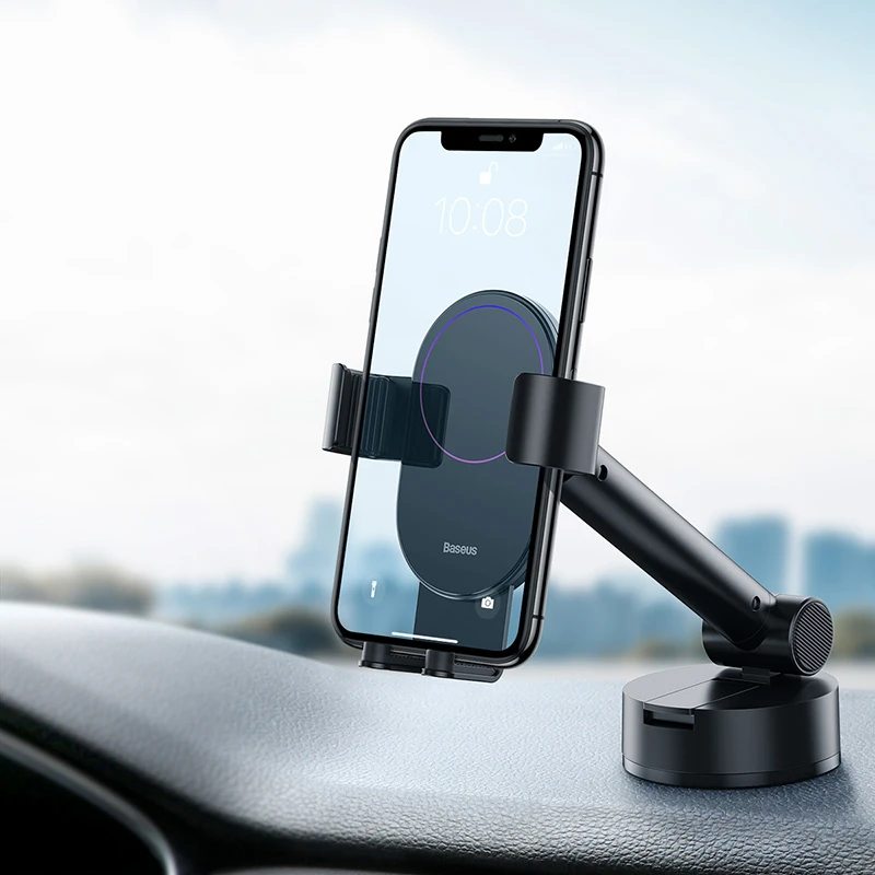 

Baseus Universal Car Phone Holder Gravity Sensing Suction Base Car Mount Phone Holder Stand in Car For iPhone 11 Xiaomi Samsung