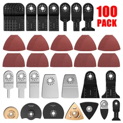 20 100 pces multi função bi metal precisão viu lâminas lâmina oscilante multi corte de madeira kit aglomerado ferramenta circular viu lâminas