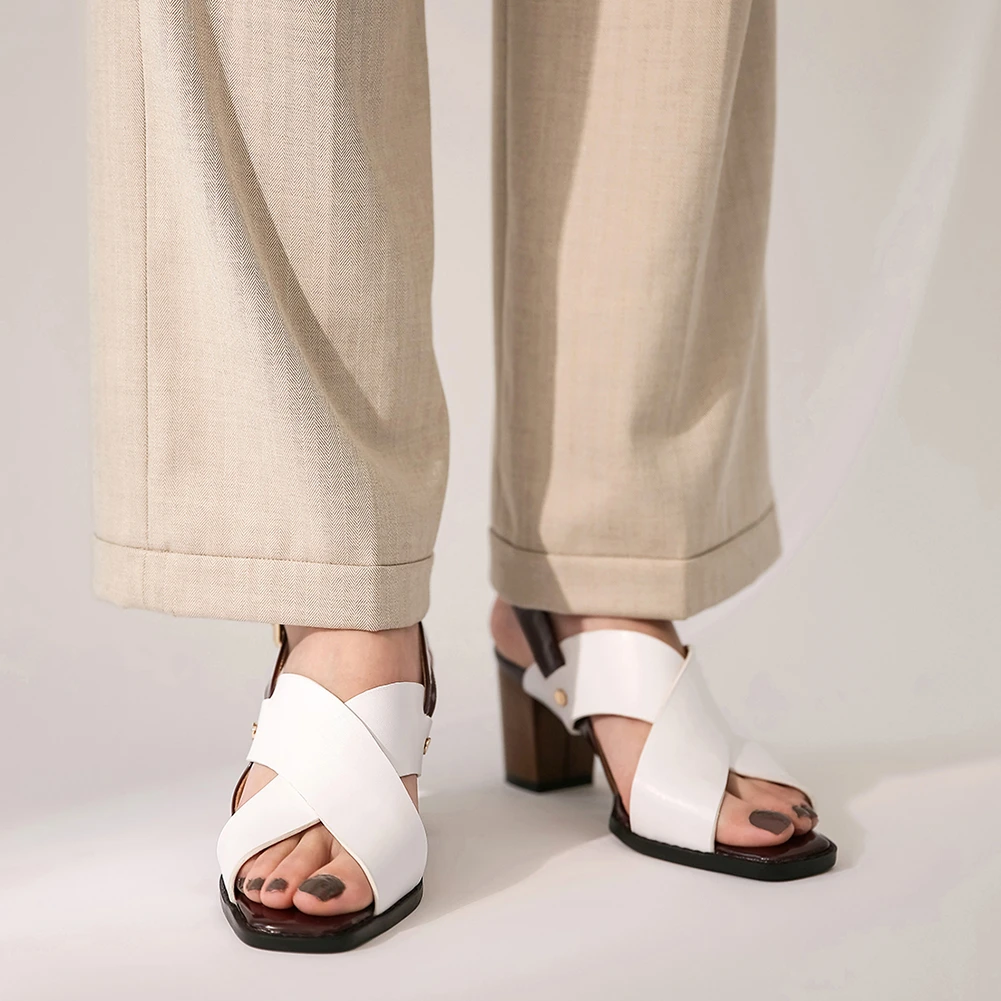 

SARAIRIS Brand New Female Elegant Summer Peep Toe Sandals 2020 High Heels Sandals Women Classic Genuine Leather Shoes Woman