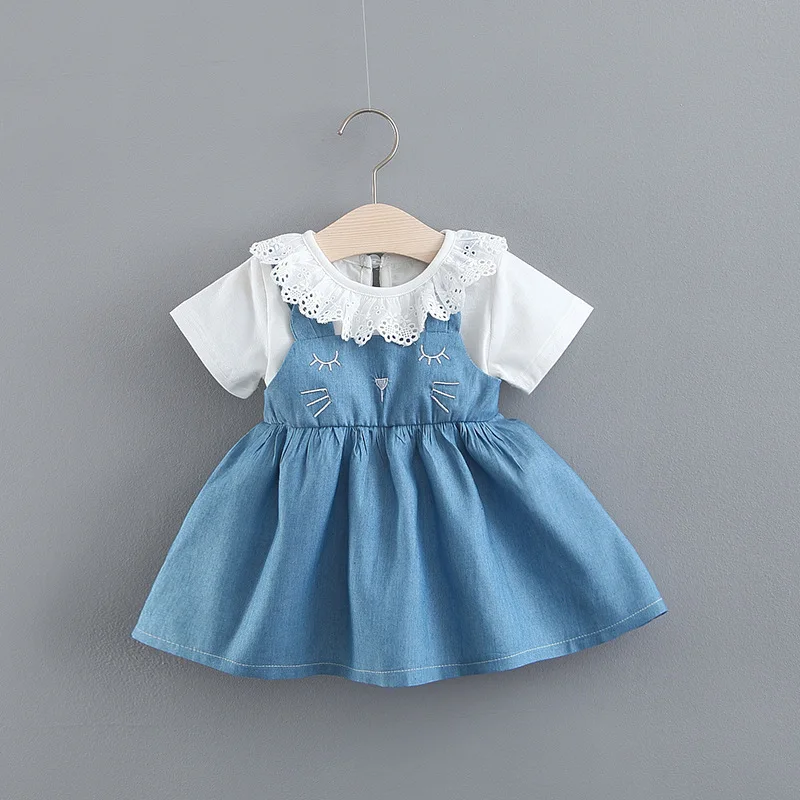 

2019 Baby Summer Wear Set 0 a 4-Year-Old Korean-style Childrenswear Baby Dress Fake Two-Piece Princess Skirt