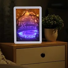 HAMBODER ламинированная бумага врезной светильник 3D домашний декор свет теней бумажные светильники с гравировкой Diy креативный пульт дистанционного управления маленькая ночь