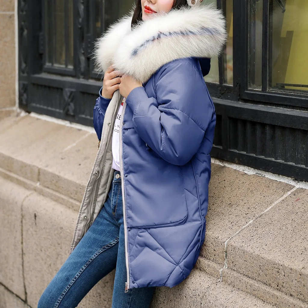 Новинка, зимняя куртка для женщин, толстая, с хлопковой подкладкой, повседневное пальто, ультра-светильник, пуховик на молнии, длинная, модная, теплая, мягкая, женская верхняя одежда 111#5 - Цвет: Синий