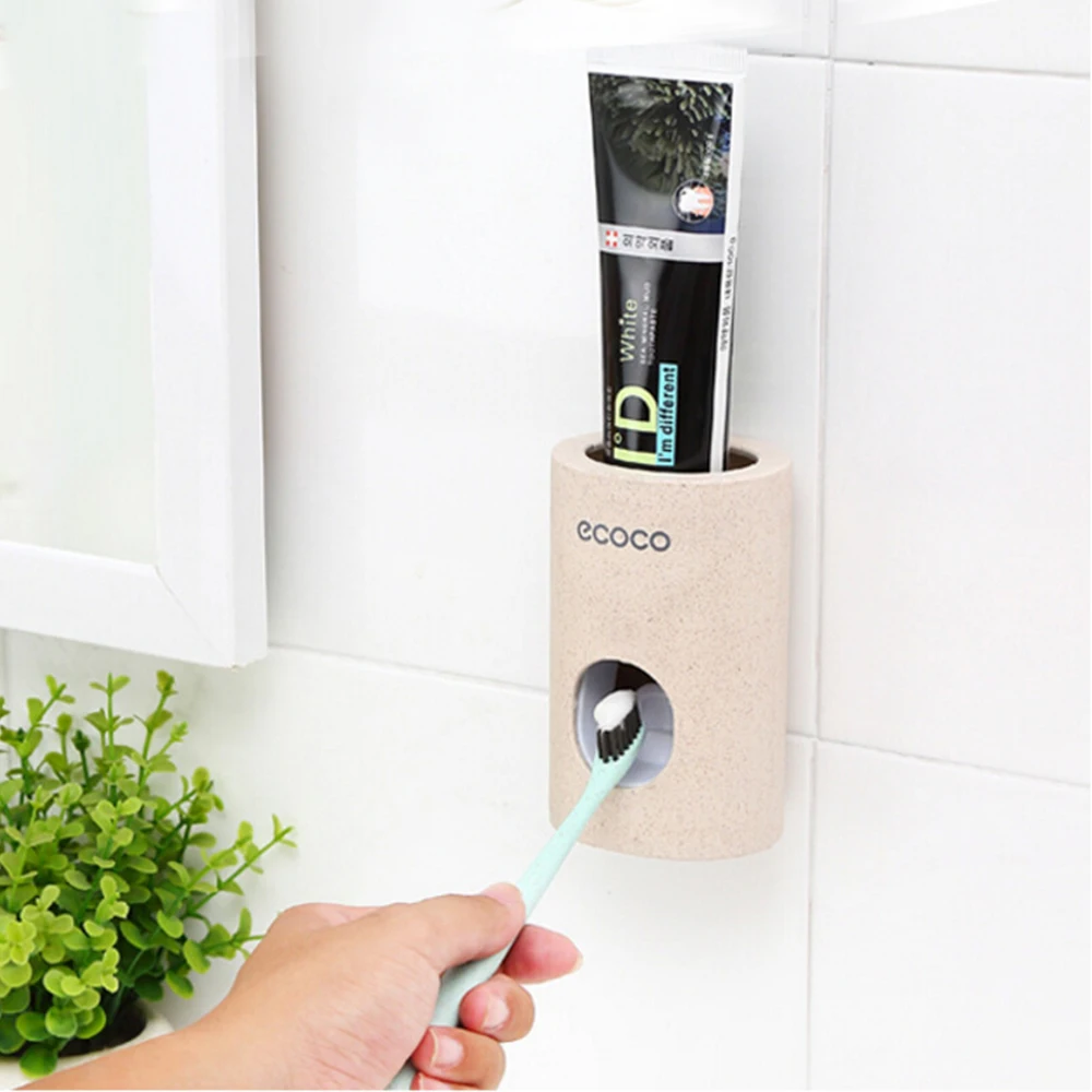 Toothpaste Squeezer Bathroom Accessories Set Dust-proof Automatic Toothpaste Dispenser Wall Mount Stand Toothpaste Squeezers Bathroom Accessories Toothbrush Holder