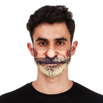 

1pc Adult Funny Face Mask Dustproof Washable Breathable Windproof Face Shield Adjustable Strap Earloop Face Shield Cycling Cover