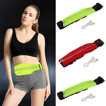 

Pouch Waterproof Pockets Shine Exercise Led Casual Unisex Night Running Waist Bag USB