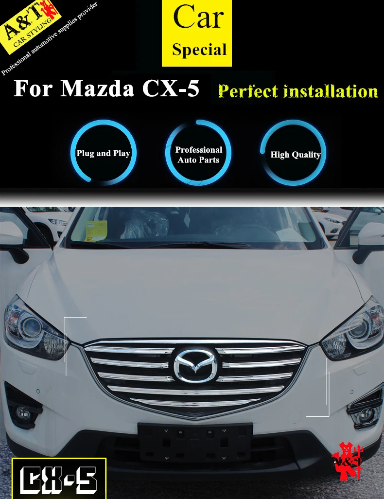 Aiwins для Mazda CX-5 гоночные грили ABS Хромированная наклейка автомобильный Стайлинг- CX-5 выделенная Передняя накладка на капот автомобильный доступ
