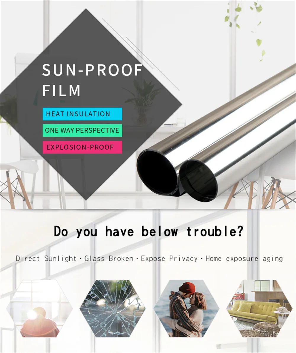 One Way Mirror Window Film Daytime Privacy Sun Blocking Reflective Self Adhesive Film Anti UV Heat Control Window Tint for Home One Way Mirror Window Film Daytime Privacy Sun Blocking Reflective Self Adhesive Film Anti UV Heat Control Window Tint for Home