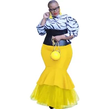 Европейская станция, новинка, большой размер, с оборками, вуаль, сплайсированные, Русалка, длинная юбка, для женщин, высокая талия, с поясом, модная, облегающая юбка