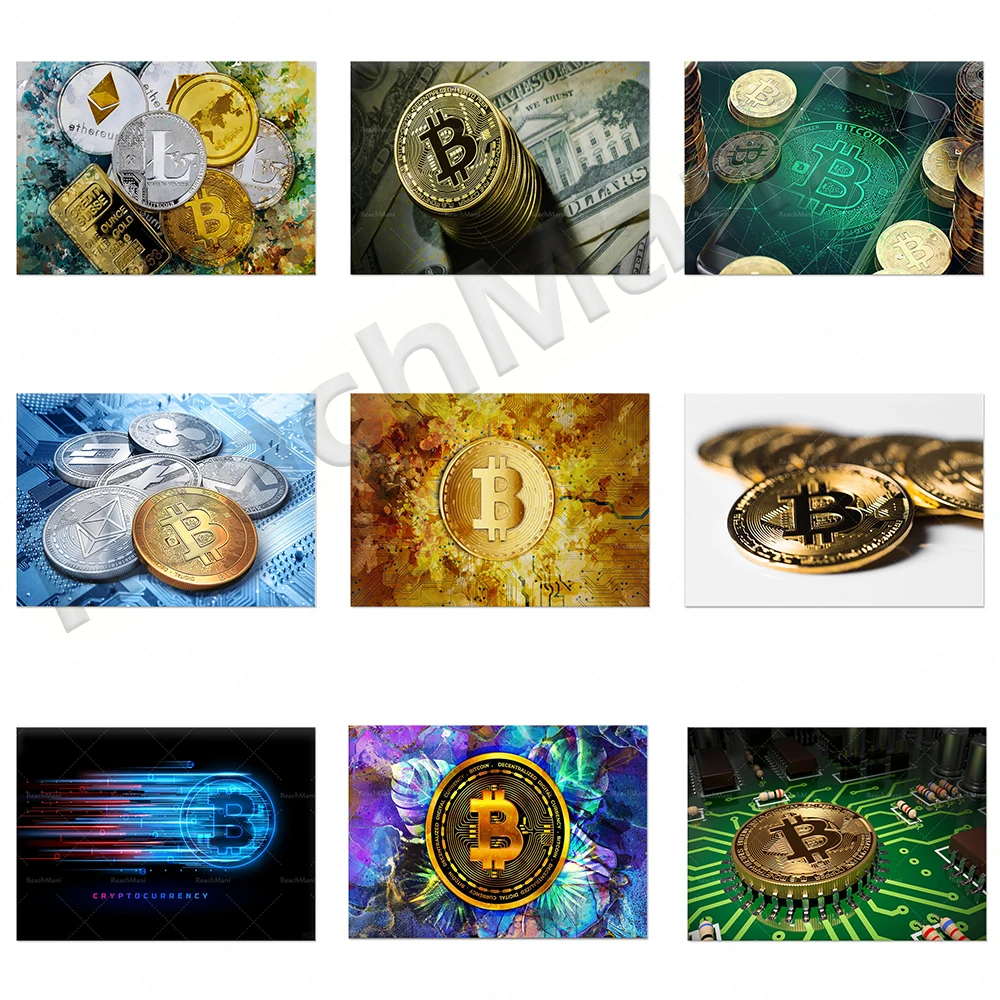 Criptovaluta Bitcoin Money Canvas Wall Art Decoration Mining, Crittografia Delle Monete, Stampa Bitcoin Decorazione Stampa Poster
