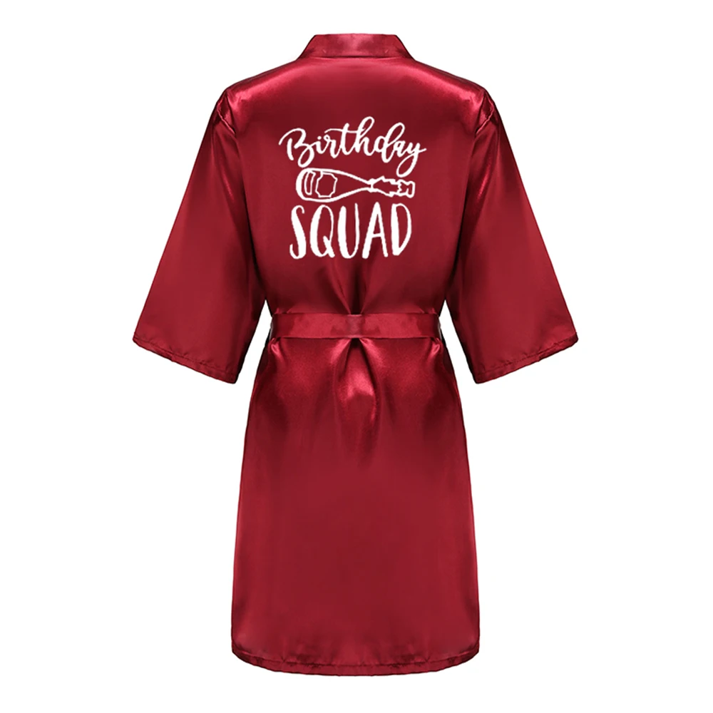Birthday Queen&Squad Party Robe Satin Women Princess Favor Ladies Dressing Gift kimono women sleepwear silk robe
