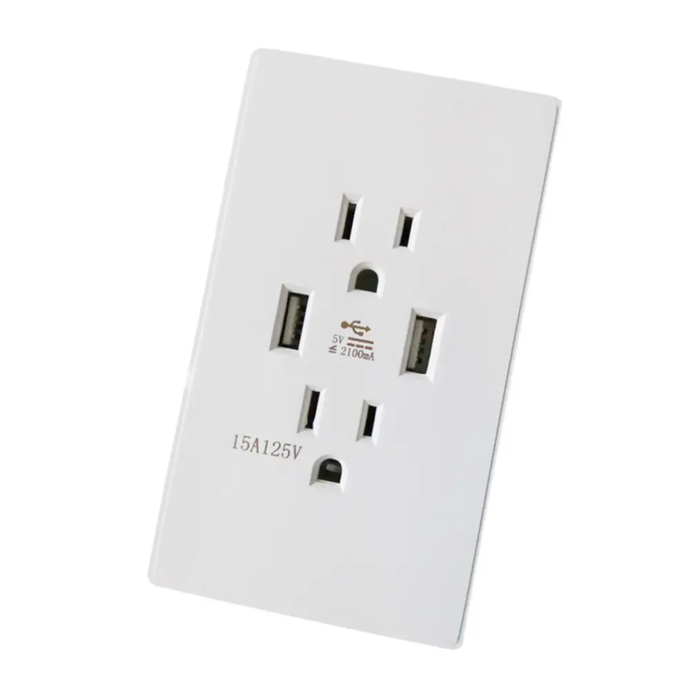 Настенная розетка с двумя разъемами USB переключатель питания пластина зарядное