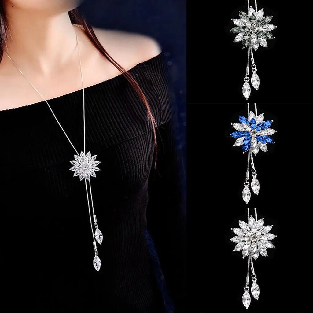 

Fashion Crystal Necklaces & Pendants for Women Round Necklace Chain Ornaments Fashion Jewelry with Clothing Accessories #1029