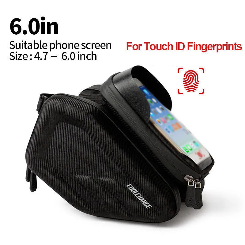 

CoolChange Bicycle Tube Bag Fingerprint Waterproof Bike Hard Shell Phone Pack Feather style body shape Bicycle Bag