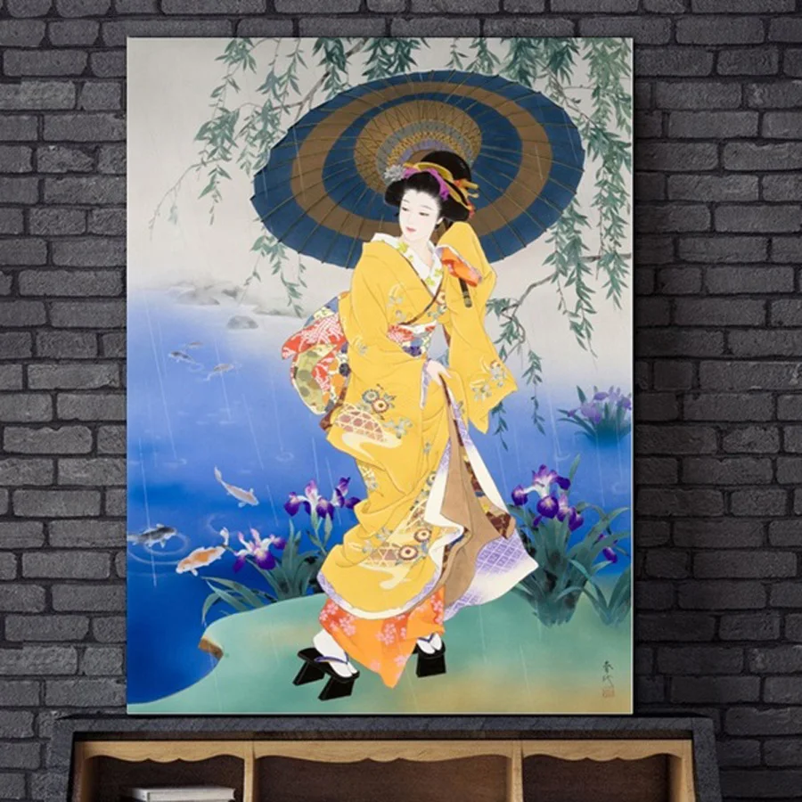 5D Diamond Painting Full Square Round Japanese Woman Geisha Diamond Painting Rhinestone Picture Diamond Embroidery home decor